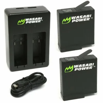 Wasabi Power Battery (2-Pack) & Dual Charger For GoPro HERO7 Black HERO6 HERO5 • $17.99