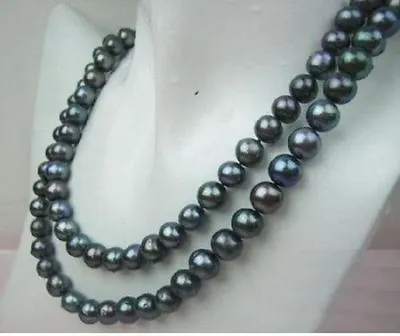 NATURAL 8-9MM TAHITIAN BLACK CULTURED PEARL NECKLACE 36 Inch AAA • $17.99