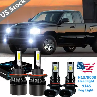 For Dodge Dakota 2005-2009 -4X 6000K LED Headlight Fog Light Bulbs Combo Kit • $27.60