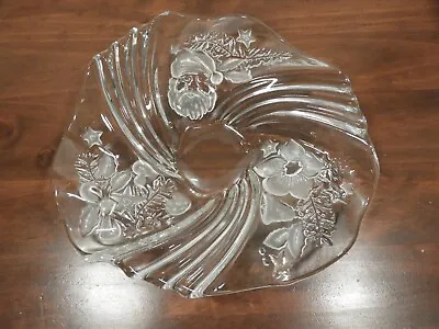 Mikasa Christmas Medley Bon Bon Swirled Plate Candy Dish Santa Stars - 8.5  D • $14