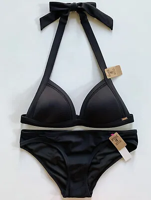 Victoria's Secret PINK Push Up Triangle Bikini Top & Bottom Swim Set Black • $33