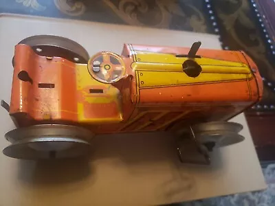 Vintage Authentic Signed  Mar Toy Orange Tin Tractor Key Wind • $30