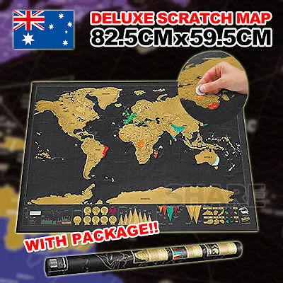 $11.45 • Buy Premium Scratch Off World Map Large Where You Travel Poster Layer Atlas Decor AU