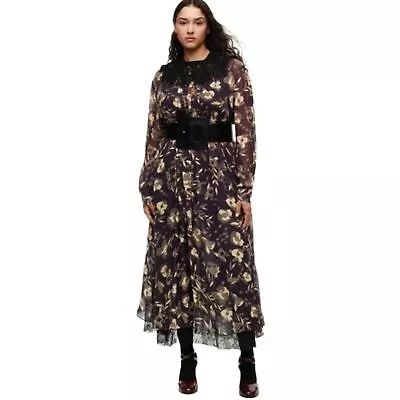 NEW Zara Limited Edition Floral Printed Lace Collar Maxi Dress Size S • $41.35