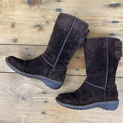 Ugg Australia Brown Suede Snow Boots Winter Haywell Leather • $45