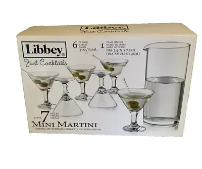 Libbey Just Cocktails Mini Martini Set 6 Glasses And 1 Pitcher • $18.20