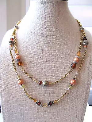 Vintage Avon Beaded Necklace 2 Strand 16  In Gold Tone • $2.59