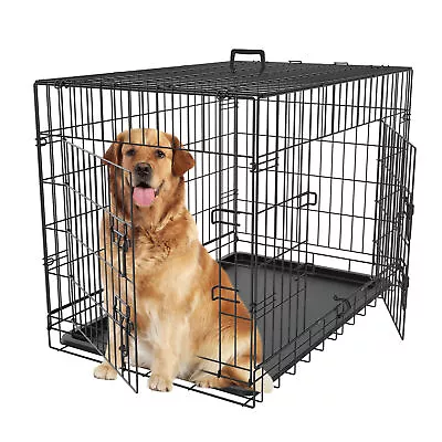 36  Dog Crate Metal Wire Dog Crate Kennels Pet Dog Cage With Tray Double-Doors • $45.58