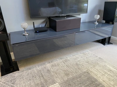 £250 • Buy Norstone Khalm 2 X Floating Glass AV Units   / TV Cabinets In Grey