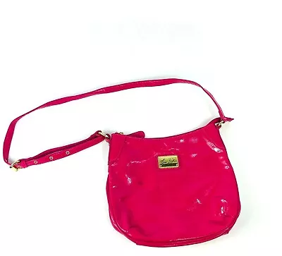 MARC FISHER Shoulder Bag Waxed Vinyl Barbie Hot Pink Crossbody Purse Hobo • $0.99