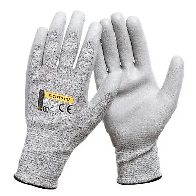 £4.22 • Buy Pu Anti Cut Resistant Work Safety Gloves Builders Grip Protection Level 5 