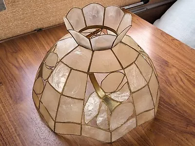 Vintage Natural Capiz Shell And Crown Ceiling Lamp Shade • £17