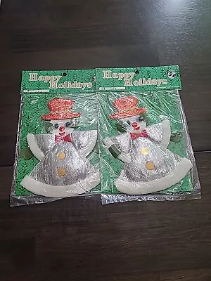 2 Vintage Japan Christmas Snowman Snow Angels Ornaments Felt Figurines New • $49.99