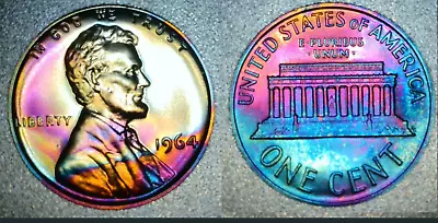 1964 Rainbow Toned Lincoln Cents Proof 569 Wow! • $8