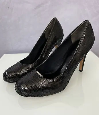 JAEGER Shoes Soho Court Sequins Black Party Evening Cocktail Occasion Size UK 4 • £29.99