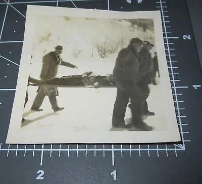 Rescue Crew First Aid Men Carry Injured Stretcher Medic Vintage Snapshot PHOTO • $9.95