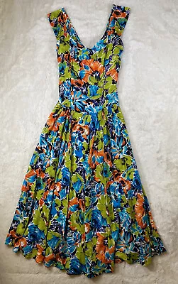 $43.69 • Buy Royal Creations Dress Hawaiian Floral Tropical Aloha Fit Flare Womens XL Smocked