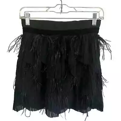 Arden B. Black Layered Ruffle Mini Skirt W/ Feathers Size Small Party Skirt • $22