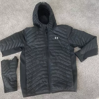 Under Armour Mens Black Hooded Puffer Jacket Size XL • $24.99