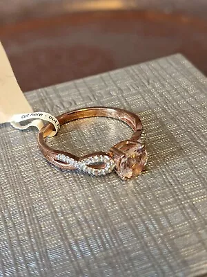 Zales 6.0mm Morganite And Diamond Accent Twist Engagement Ring In 10K Rose Gold • $300