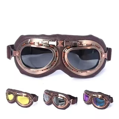 Retro Motorcycle ATV Goggles Glasses Vintage Moto Classic Goggles Face Shield • $14.99