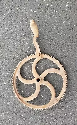 Industrial Steampunk Cast Iron 10 1/2  Gear Sprocket Cog Flywheel Hand Crank • $49.99