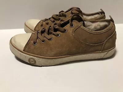 UGG Evera 1888 Chestnut Suede Leather Lined Sneakers Shoes Women’s Sz 6.5 Brown • $10