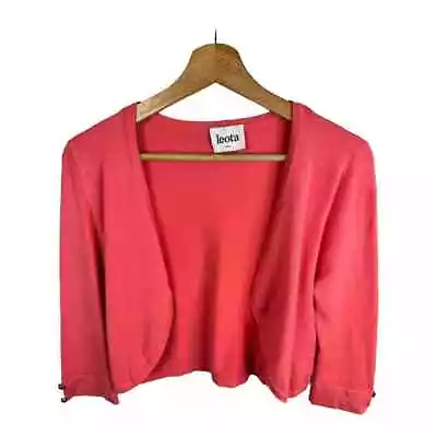 Leota Womens Size Small Open Cropped Cardigan 3/4 Sleeve Pink Shrug Sweater • $17.95