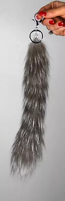 New Silver Fox Fur Tail Key Chain Efurs4less • $12.99