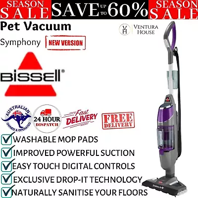 Bissell Symphony Pet Vacuum Cleaner & Steam Cleaner Dog Cat Hair Stick Vac 1977F • $310.97