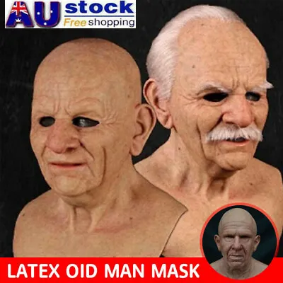 Latex Old Man Mask Decor Disguise Realistic Mask Cosplay Costume Halloween Party • $26.99