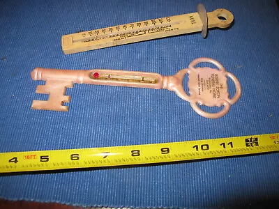 2 Vintage Advertisement Thermometers LOT - 1 Plastic Key  • $16.37