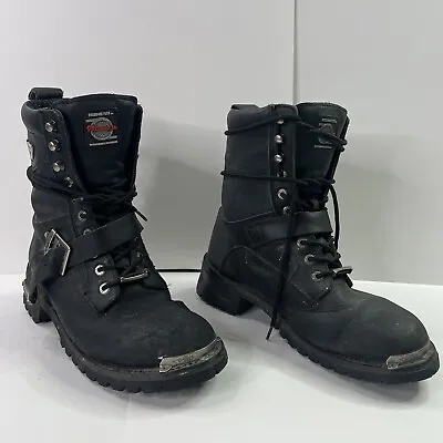 Milwaukee Men Black Motorcycle Punk Rock Gruge Motorcycle Riding Lace Boot -11.5 • $60