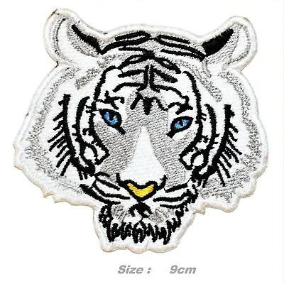 White Tiger Face Embroidered Iron/sew On Badge Applique For Clothes Etc • £2.99