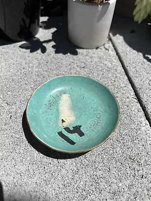 Antique Chinese Turquoise Mini Porcelain Dish With Mark Qing Dynasty  • $25