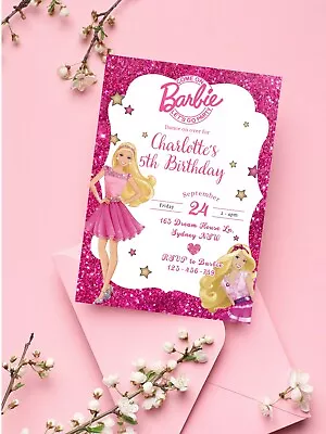 Self-Editable Sparkle Disco Barbie Birthday Invitation Invite DIGITAL Invitation • $6.95