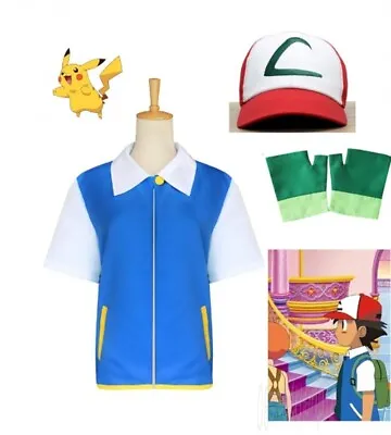 £19.99 • Buy Pokemon GO Ash Ketchum Ball Trainer Cap Shirt Gloves Costume Cosplay Party Child