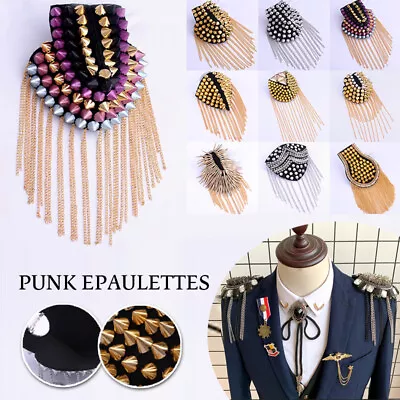 $13.30 • Buy 1PC Gothic Punk Rivet Spike Long Tassel Epaulette Shoulder Board Badge Brooch
