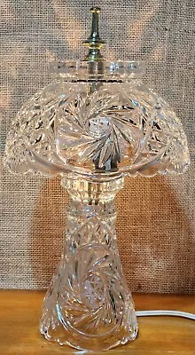 Vintage Cut Crystal Etched Star Of David Pinwheel Parlor Lamp Working 14.5  • $49.99