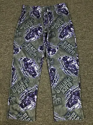 Black Panther Pajama Pants Mens Large Gray Marvel Sleep Lounge Allover Print • $9.99