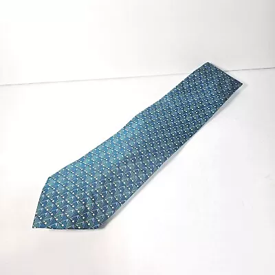 Salvatore Ferragamo Tie Designer Blue Green Golf Ball Club Silk Novelty Flag • $39.95