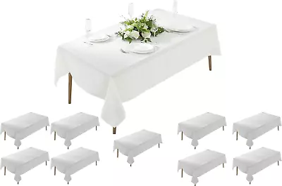 10 Pack 60  X 102  Rectangle White Premium Tablecloth In Bulk For 6 Foot Table. • $73.99