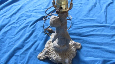 $31 • Buy Vintage Cast Metal Cherub Bronze Hollywood Regency Lamp