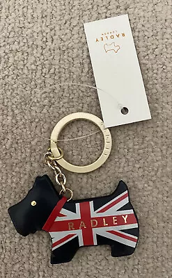 £30 • Buy Radley Key Ring/ Bag Charm Scotty Dog Shaped Navy Gold Tone Hardware NWT