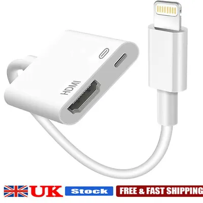 Lightning To HDMI Digital TV AV Adapter 1080P HDMI Cables For Apple IPhone IPad • £11.99