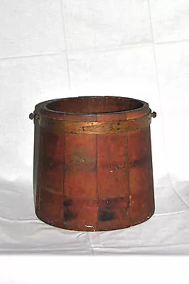 Antique 1800s Wood Sugar Bucket Firkin NO Handle & Lid 11 H X 11 D (top)  • $64.99