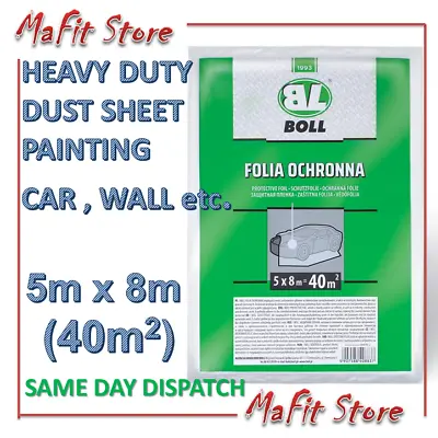 Heavy Duty Plastic DUST SHEET 5 X 8m PAINTING DECORATING Cleaning Cover Sheet • £3.89