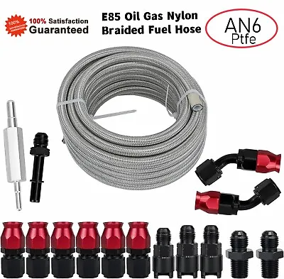 3/8  PTFE LS Swap EFI AN6 Fuel Line Fitting Kit E85 Stainless Braided Fuel Hose • $80.99