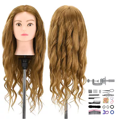 Training Head HairdressingMannequin Doll Clamp W/Hair Styling Braid Set 24 Inch • £23.99