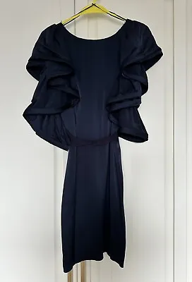 Lanvin For H&M Indigo Ruffle Silk Dress UK10 • £60